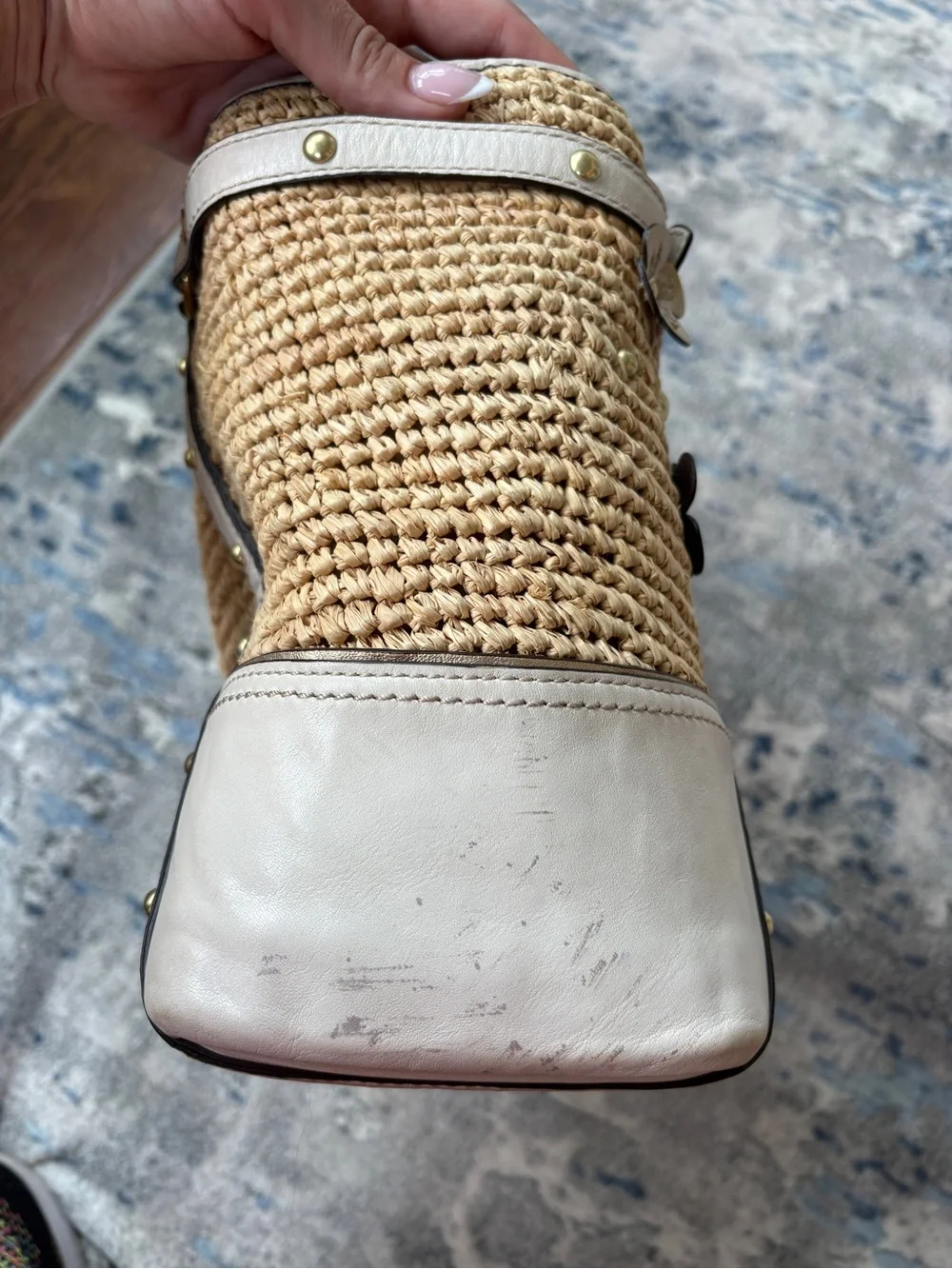 Vintage Coach Rafia Tote Bag